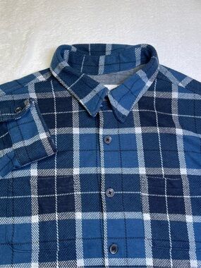 Goodfellow & Co Men's Large Blue Plaid Long Sleeve Button Up Shirt Flannel Style